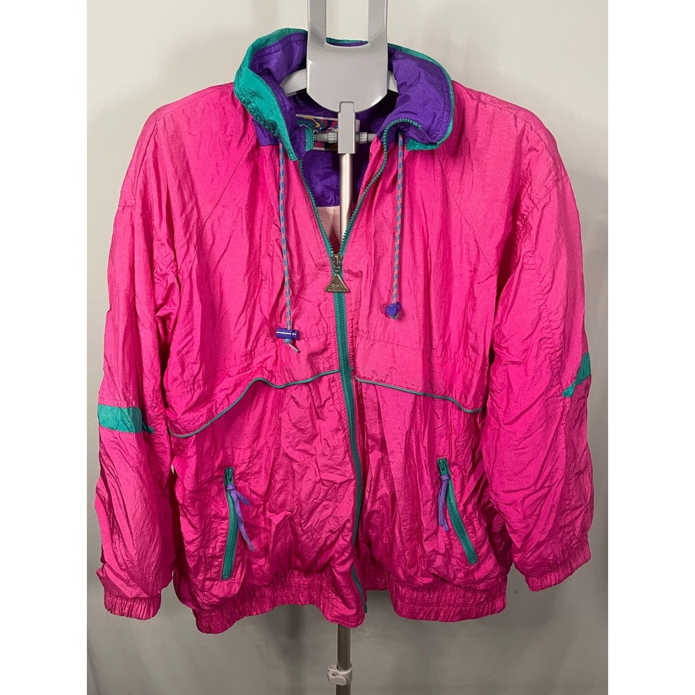 Vintage Capistrano Windbreaker Jacket Pink‎ Purple Green Colorblock Size 18/20